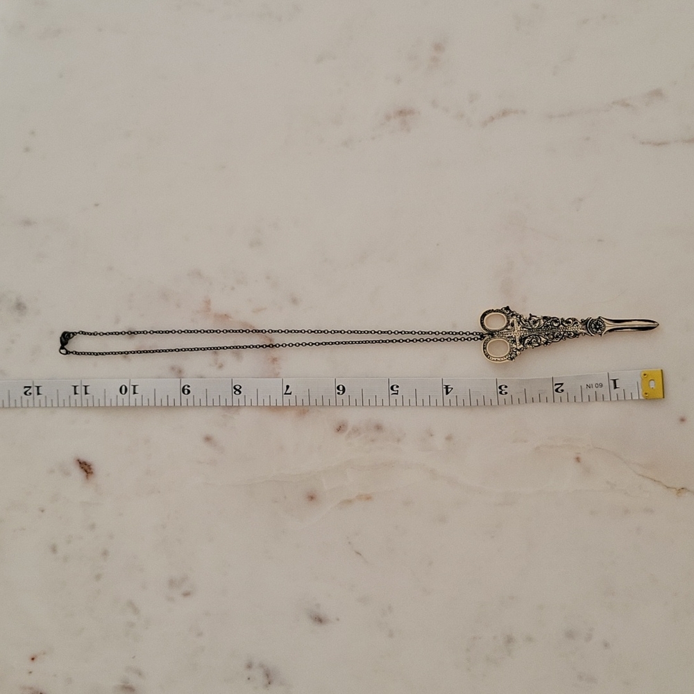 12 inch Gothic Scissors Necklace on Black Chain